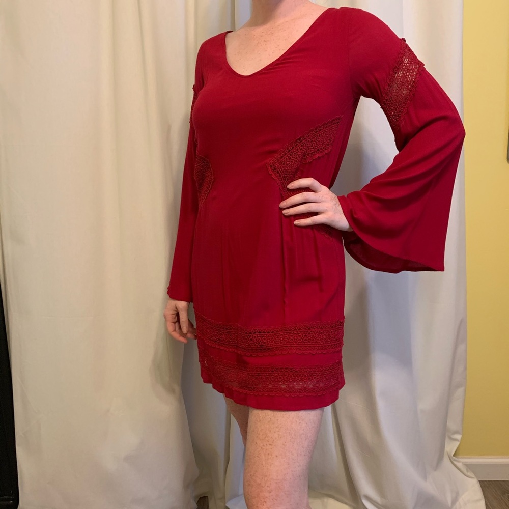 Maroon long sleeve romper